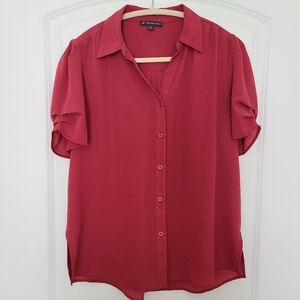 Adrianna Papell Puff Sleeve Button-Up Top Size S